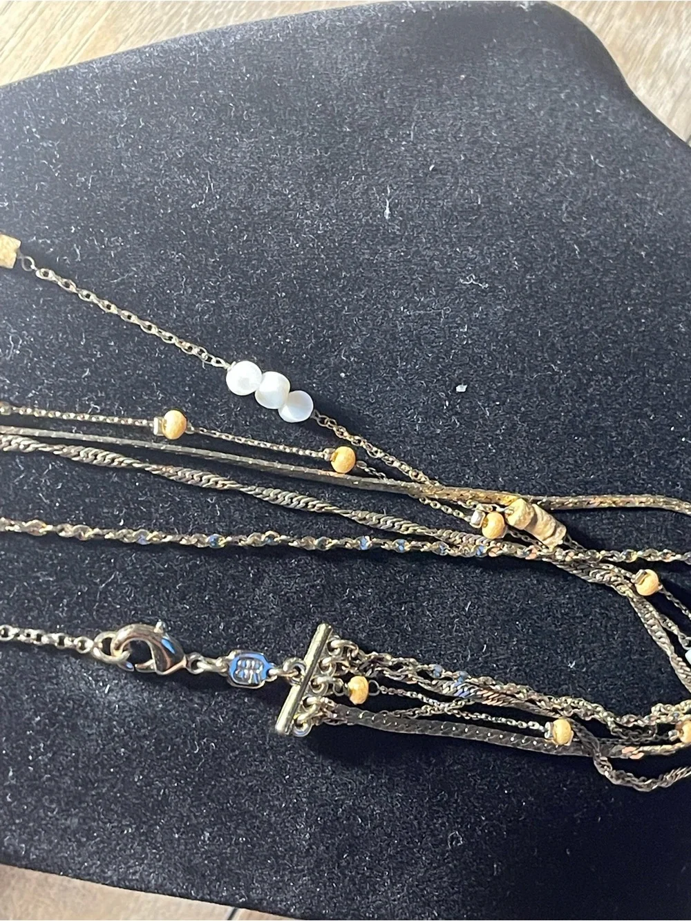 Banana Republic Gold and White Multi-Strand Beaded Necklace